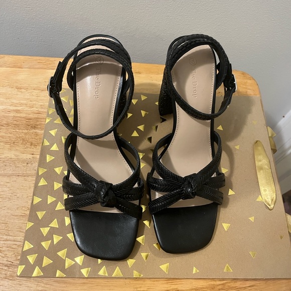 Shoes - (The Drop) Black Strappy Heels 4 inch wedge heel